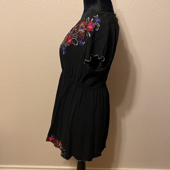 Eve Couture Black Dress Floral Stitching - Picture 3 of 8